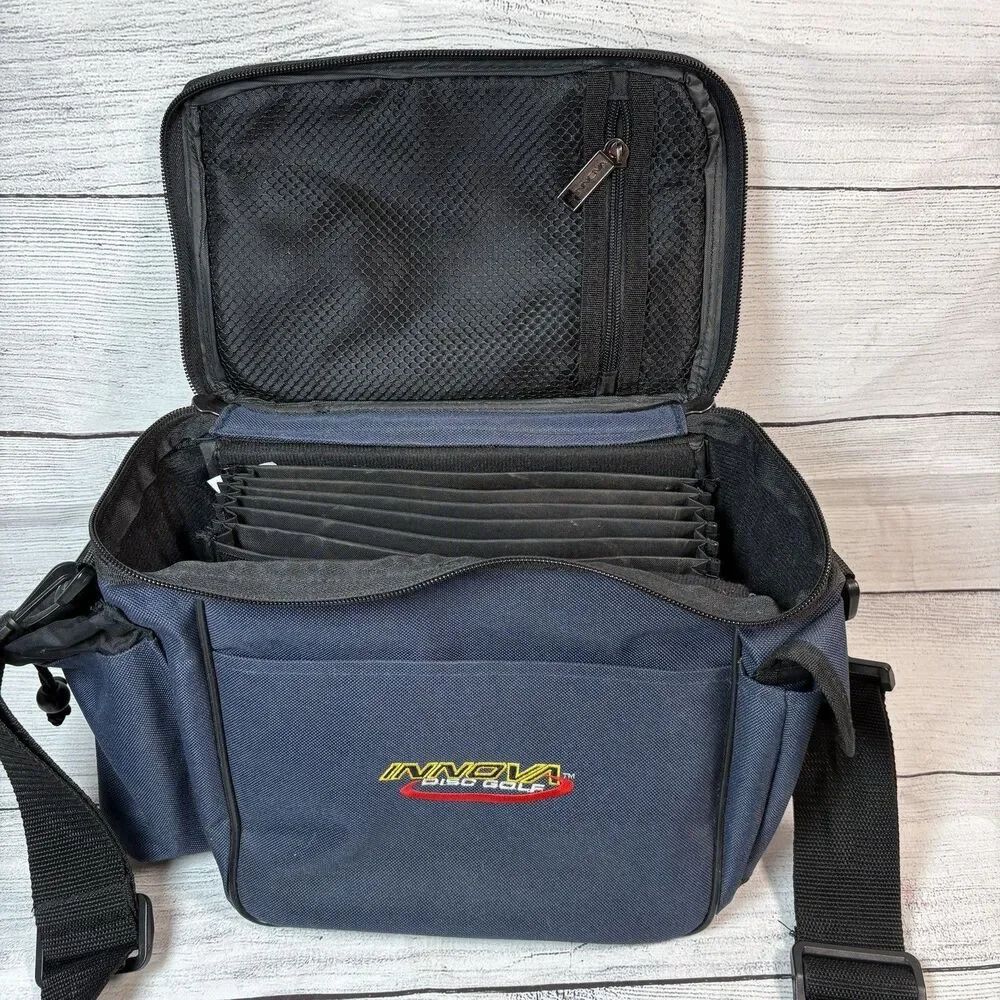 Innova Disc Golf Bag Standard 8-10 Disc Shoulder Strap Blue Zip Pockets